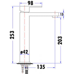 Acl Rosa High Rise Basin Mixer Flat Chrome