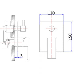 Acl Rosa Shower Bath Mixer w/ Divertor Matte Black