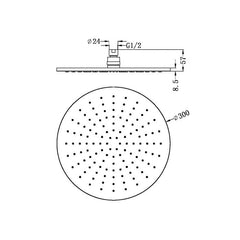 Nero Round 300mm Shower Rose - Chrome