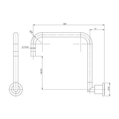 Phoenix Radii Wall Sink Outlet 300mm Squareline