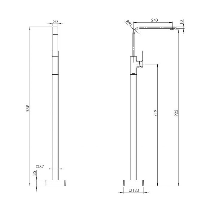 Phoenix Radii Floor Mounted Bath Filler Mixer