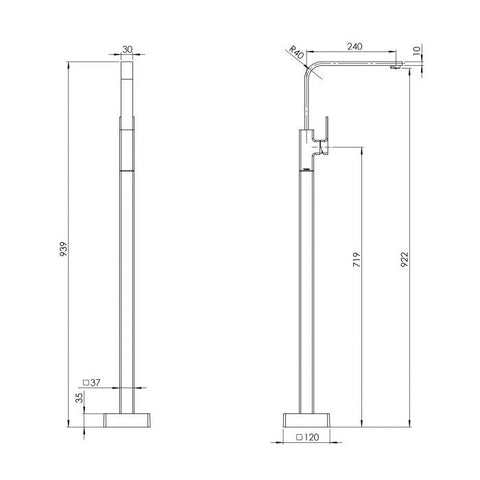 Phoenix Radii Floor Mounted Bath Filler Mixer