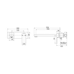 Phoenix Radii Wall Bath Mixer Set 230mm