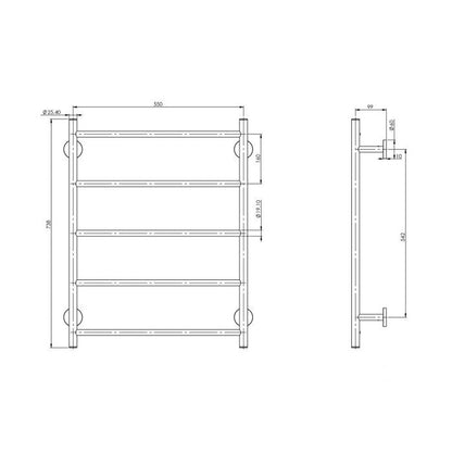 Phoenix Radii Towel Ladder 550 x 740mm Round Plate - Matte Black