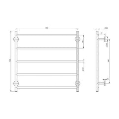 Phoenix Radii Towel Ladder 750 x 740mm Round Plate - Chrome