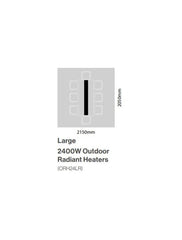 Rinnai 2400W Outdoor Radiant Heater Electric Large With Remote ORH24LR 1500mm