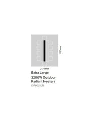 Rinnai 3200W Outdoor Radiant Heater Electric Extra Large With Remote ORH32XLR 1910mm