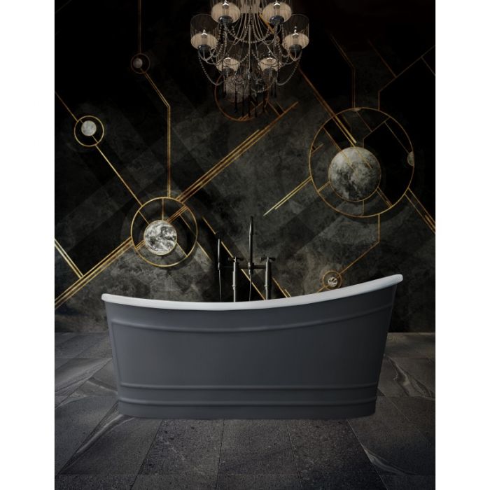 BelBagno 1676mm Ritz Stone Freestanding Bath Grey