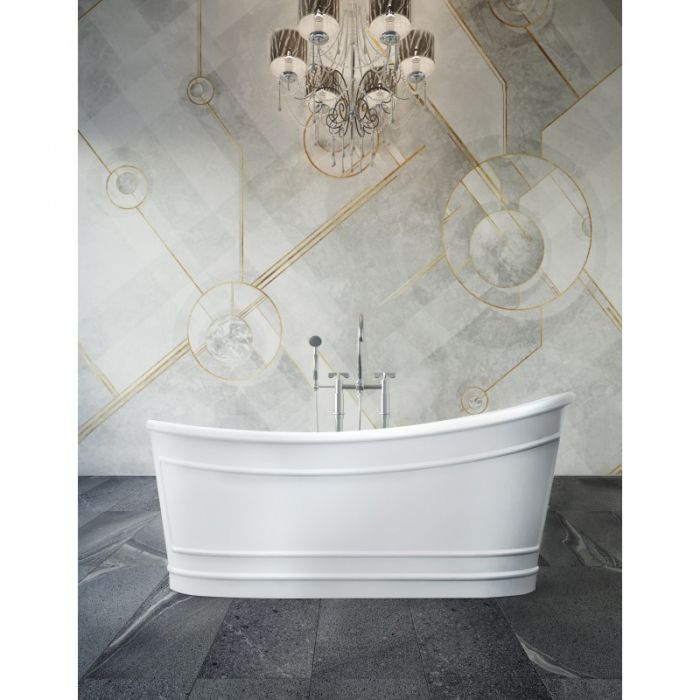 BelBagno 1676mm Ritz Stone Freestanding Bath White