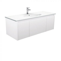 Fienza 1200mm Rotondo Top With Alina Cabinet Wall Hung - Satin White