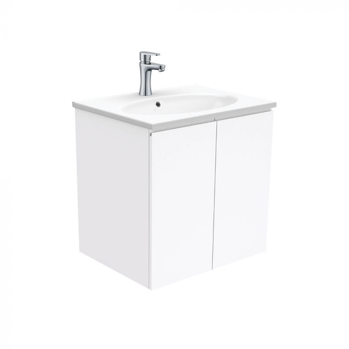 Fienza 600mm Rotondo Top With Fingerpull Cabinet Wall Hung - Gloss White