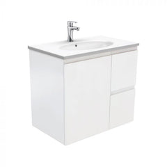 Fienza 750mm Rotondo Top With Fingerpull Cabinet Wall Hung - Gloss White