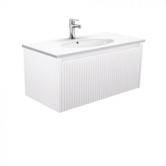 Fienza 900mm Rotondo Top With Alina Cabinet Wall Hung - Satin White