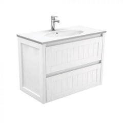 Fienza 900mm Rotondo Top With Hampton Cabinet Wall Hung - Satin White