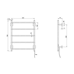 Phoenix Radii Heated Towel Ladder 550 x 740mm Square Plate - Brushed Nickel