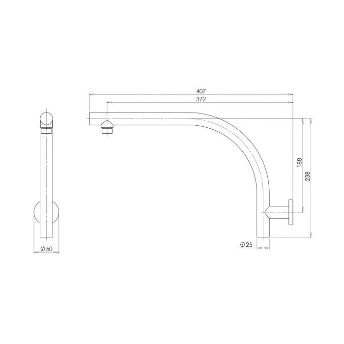 Phoenix Rush High Rise Shower Arm Matte Black