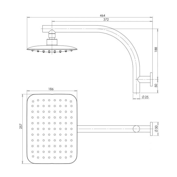 Phoenix Rush High Rise Shower Arm and Rose