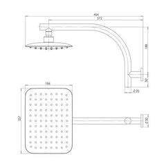 Phoenix Rush High Rise Shower Arm and Rose