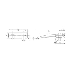 Phoenix Rush 230mm Bath Wall Mixer Set Matte Black