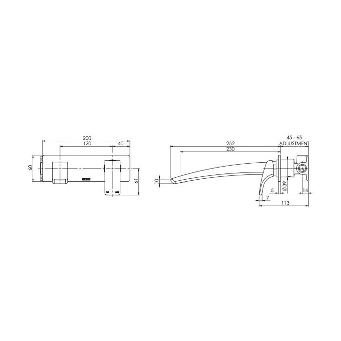 Phoenix Rush 230mm Basin Wall Mixer Set Chrome