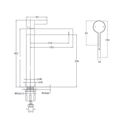 Jamie J Martini Extended Basin Mixer Matte Black