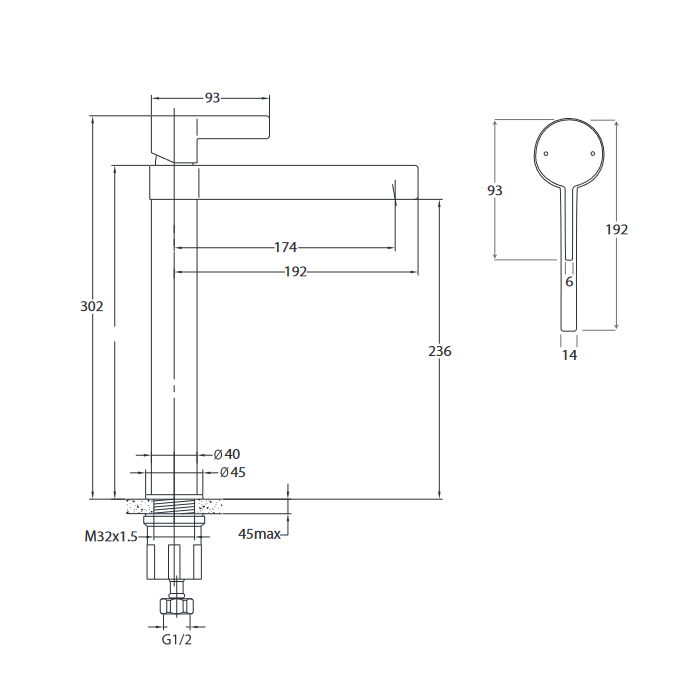 Jamie J Martini Extended Basin Mixer Matte Black and Chrome