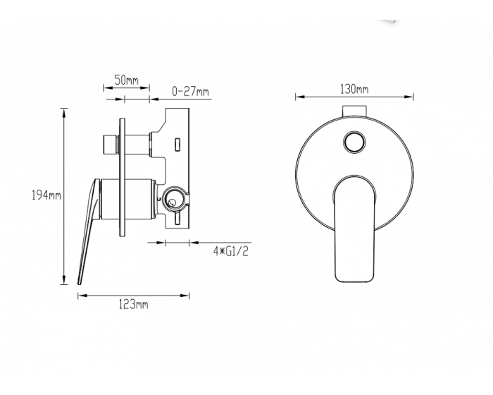 Abey Gareth Ashton Vela Shower Bath Mixer W/ Divertor - Black