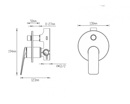 Abey Gareth Ashton Vela Shower Bath Mixer W/ Divertor - Black
