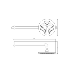 Abey Gareth Ashton Brass Horizontal Shower Arm and Rose - Black