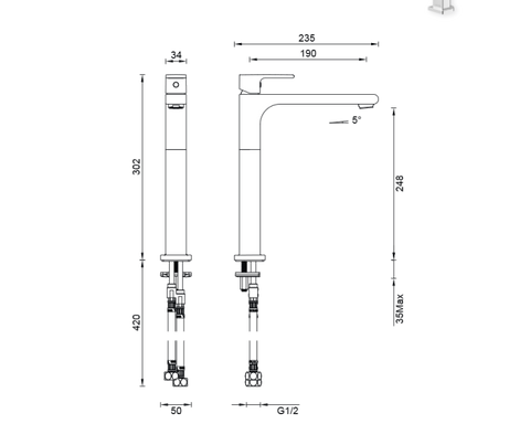 Abey Gareth Ashton Park Avenue High Basin Mixer - Brushed Nickel