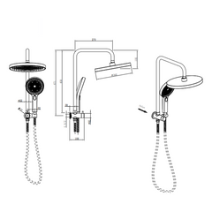 Linkware Gabe Twin Shower Top Half - Matte Black