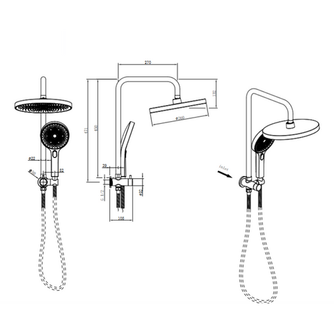 Linkware Gabe Twin Shower Top Half - Chrome