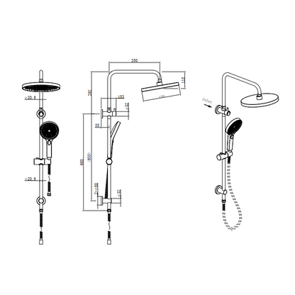 Linkware Gabe Twin Shower System On Rail - Gun Metal