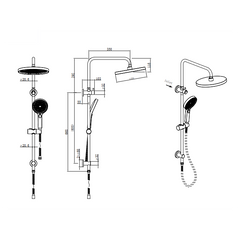 Linkware Gabe Twin Shower System On Rail - Brushed gold