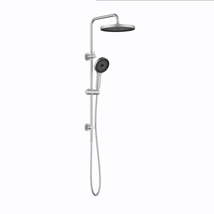 Linkware Gabe Twin Shower System On Rail - Brushed Nickel