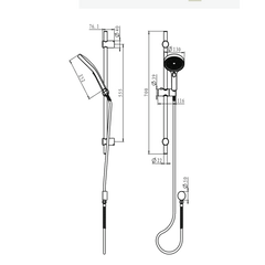 Linkware Gabe Shower On Rail - Brushed Nickel