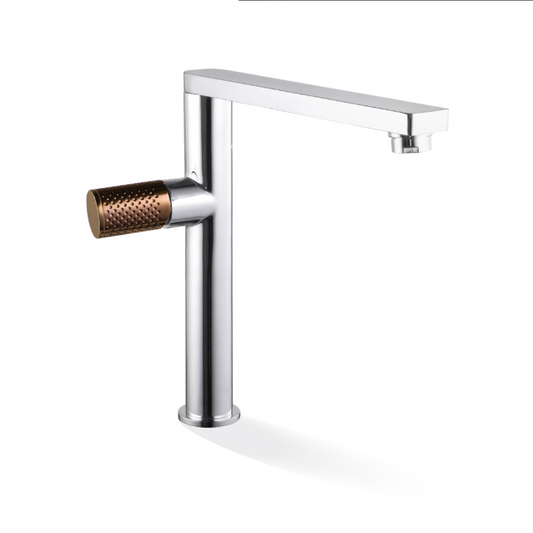 Linkware Gabe Sink Mixer - Chrome W/ Rose Gold Handle