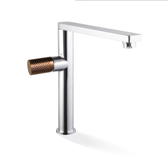 Linkware Gabe Sink Mixer - Chrome W/ Rose Gold Handle