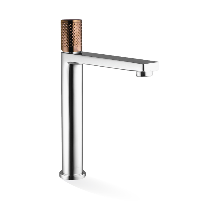 Linkware Gabe High Rise Mixer - Chrome w/ Rose Gold Handle