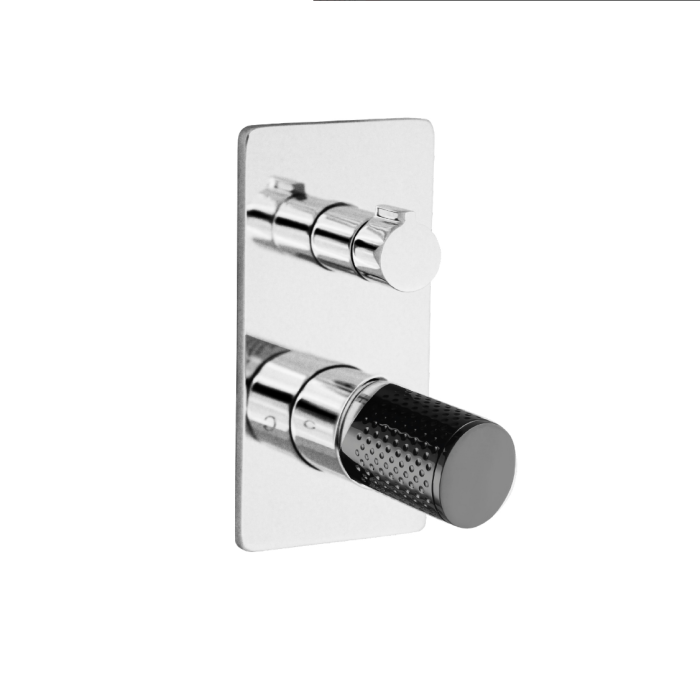 Linkware Gabe Wall Shower Bath Mixer W/ Divertor - Chrome and Matte Black