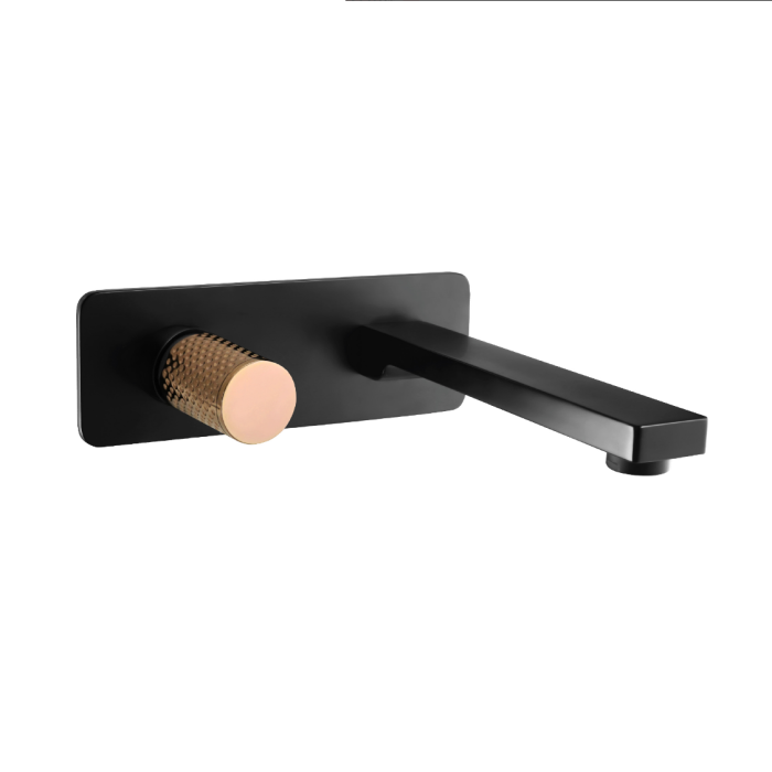Linkware Gabe Wall Combination Mixer - Matte Black and Rose Gold
