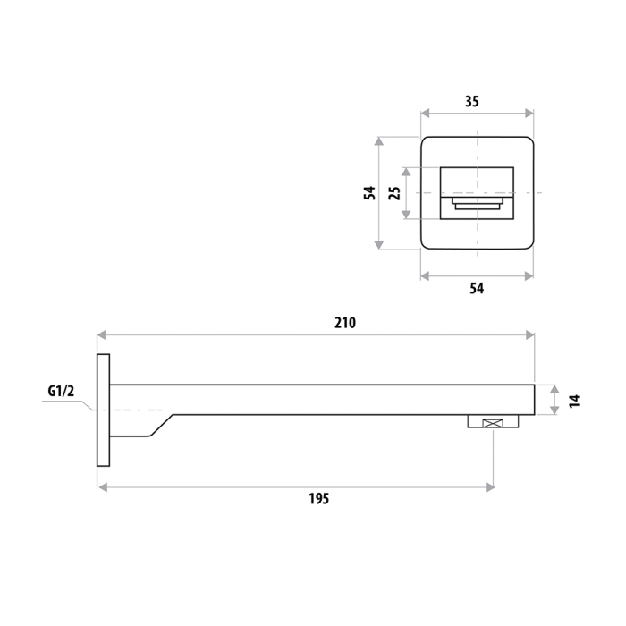 Linkware Gabe Wall Bath Outlet - Brushed Nickel