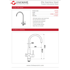 Linkware Elle Stainless Steel Filter Sink Mixer - Chrome