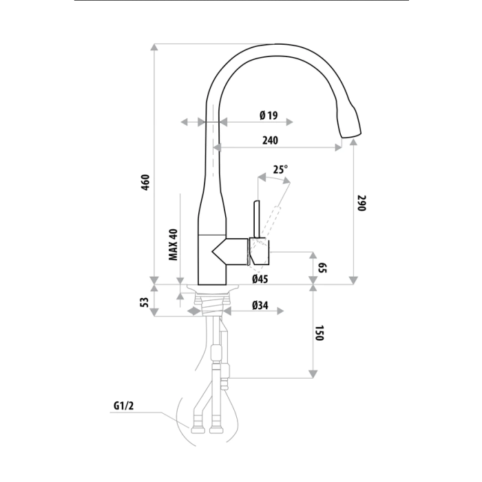Linkware Elle Matte Black Pull Out Sink Mixer