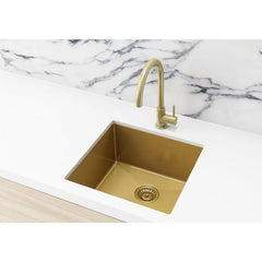 Meir 450mm x 450mm Single Bowl Kitchen Sink - Brushed Bronze Gold
