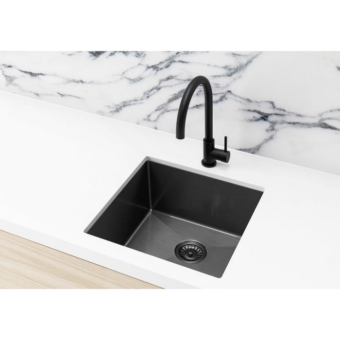 Meir 380mm x 440mm Single Bowl Kitchen Sink - Gun Metal Black