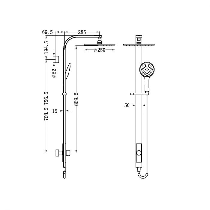 Nero Rain Round Shower System - Single Hose Matte Black