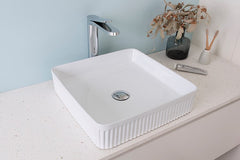 Adp Square Fluted Gloss White Above Counter Basin