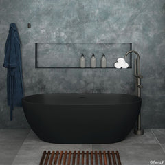 Fienza Luciana 1690mm Matte Black Stone Bath