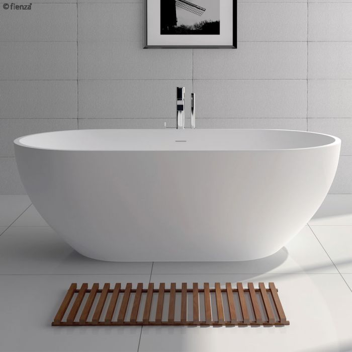 Fienza Nero 1400mm Matte White Stone Bath